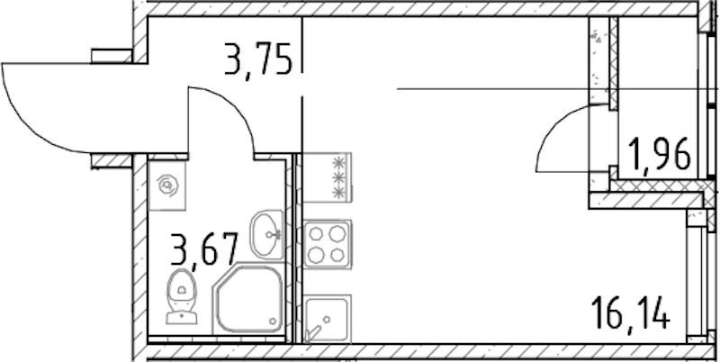 Квартира студия 23.56 м², 18/23 эт., ЖК «Город Первых»